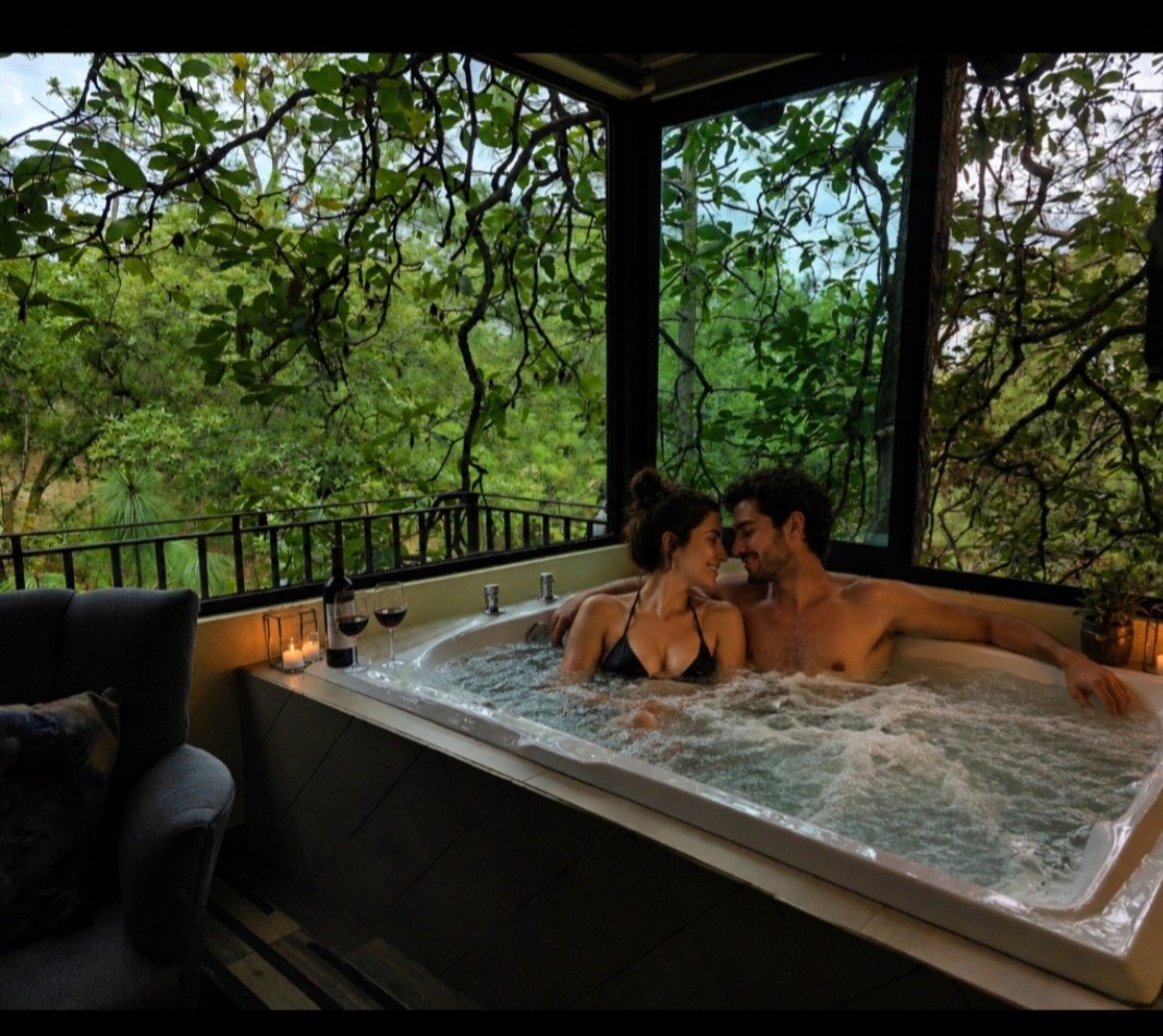 Jacuzzi privado de Nido Secreto de Amor